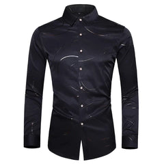 printing slim-fit lapel single-breasted men shirt Tuxedo Shirts plus