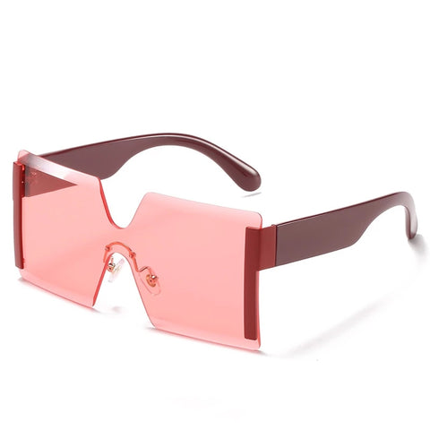 Rimless Square Shades Vintage Fashion Gradient Clear Sun Glasses