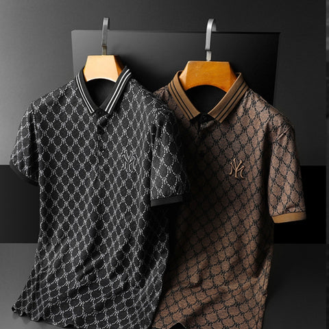 New POLO Shirts Men Business Slim Short Sleeve Lapel T-shirt