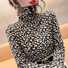 Female Vintage Turtleneck Jumpers Tops