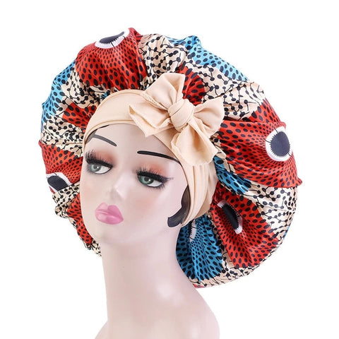 Elastic Band Large Satin Bonnet Sleeping Cap Women African