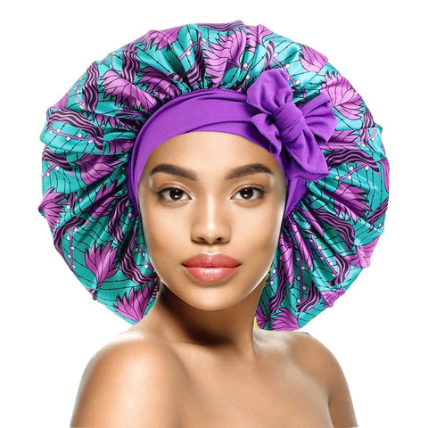 Elastic Band Large Satin Bonnet Sleeping Cap Women African