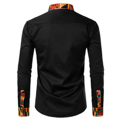 Dashiki African Mens Shirt Patchwork Pocket