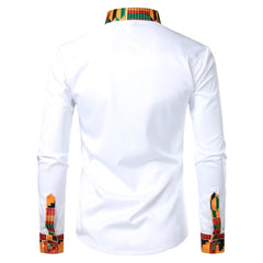 Dashiki African Mens Shirt Patchwork Pocket