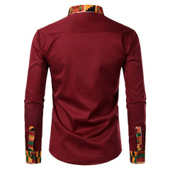 Dashiki African Mens Shirt Patchwork Pocket