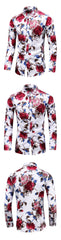 Men Slim Floral Print Long Sleeve Shirts