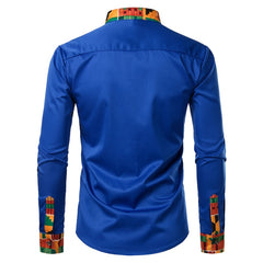 Dashiki African Mens Shirt Patchwork Pocket