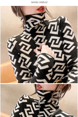 Female Vintage Turtleneck Jumpers Tops