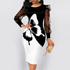 Fashion Elegant Print Bodycon Dress