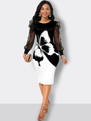 Fashion Elegant Print Bodycon Dress