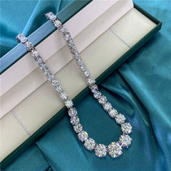 Trendy Diamond Necklace Real 925 Sterling Silver Engagement Wedding Chain Necklace For Women